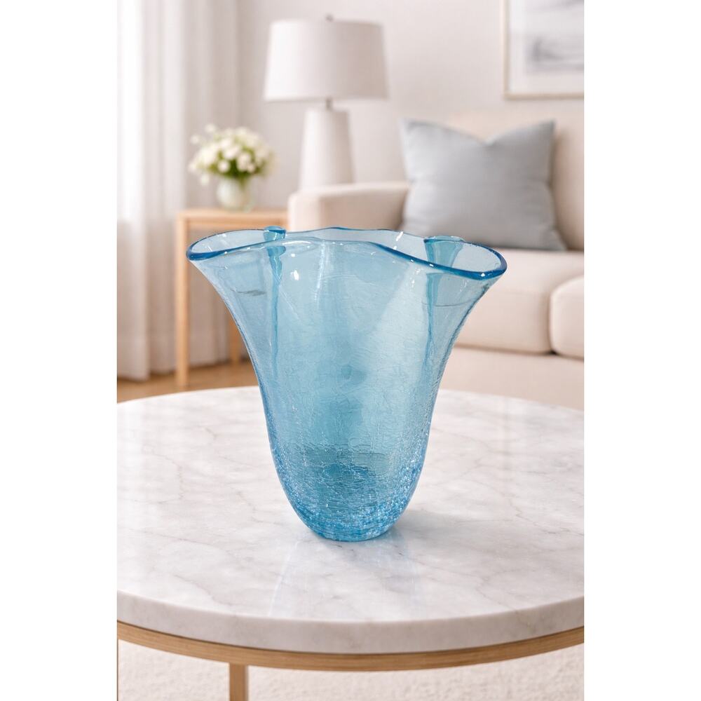 Kanawha Crackle Glass Hankerchief Vase